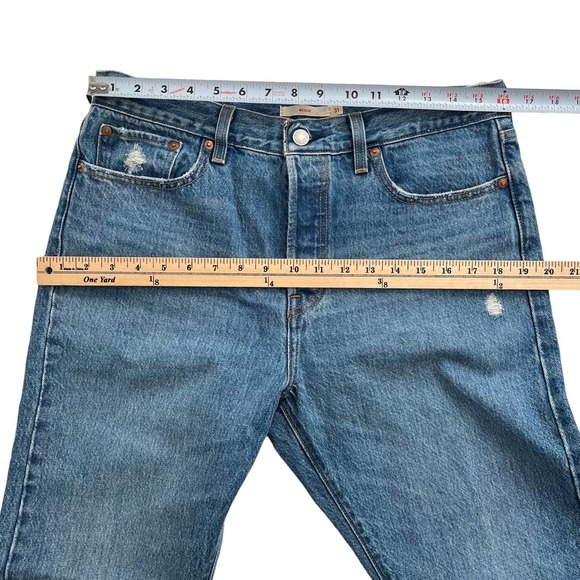 LEVI'S PREMIUM WEDGIE ANKLE JEANS Distressed Rigid Denim Women Size 31 - Picture 9 of 13